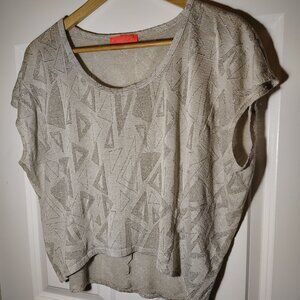 Soul Cake Y2K Gauzy Top Shirt Blouse Metallic Threaded Geometric Sleeveless
